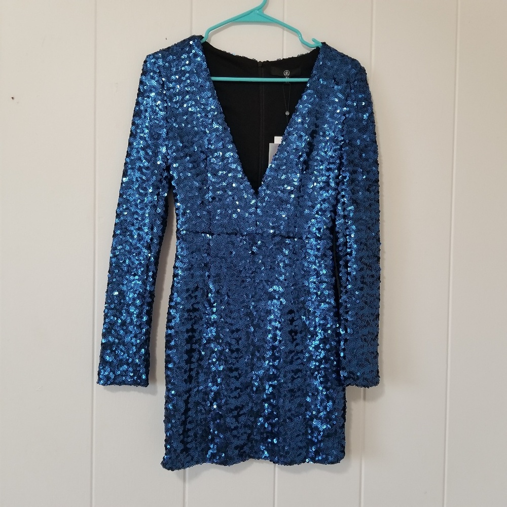 Missguided Sequins Blue Dress